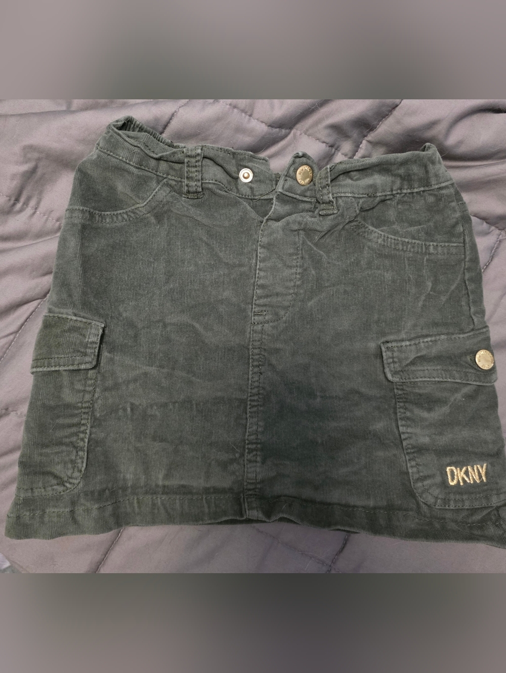 DKNY Dark Gray Corduroy Cargo Mini Skirt